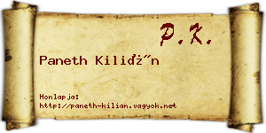 Paneth Kilián névjegykártya